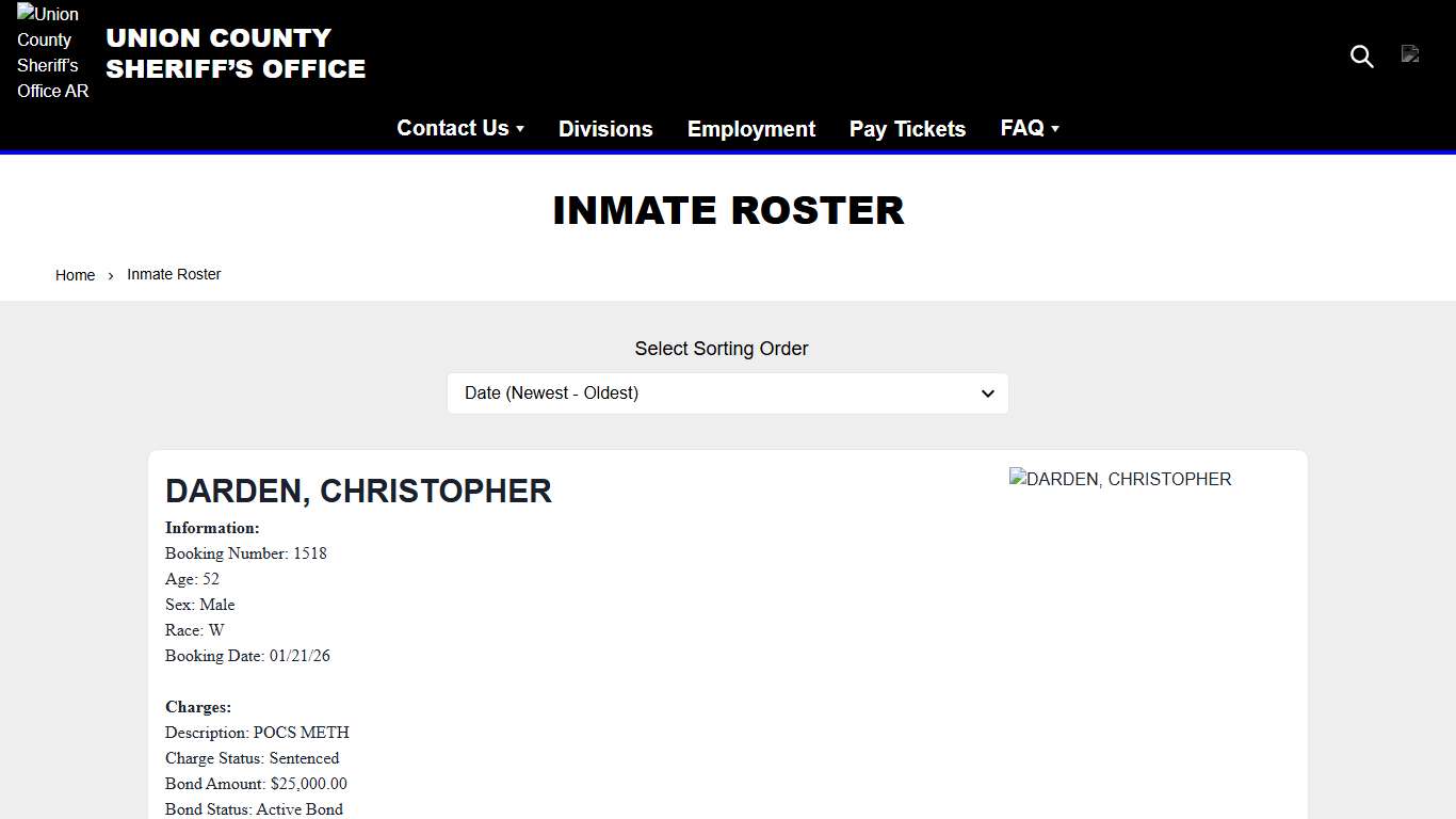 Inmate Roster | Union County Sheriff’s Office AR